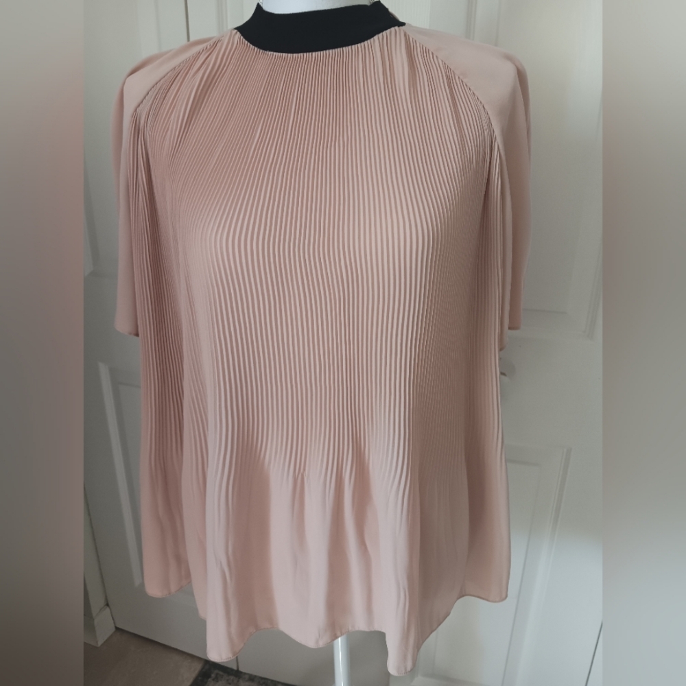 COS Beige Pleated Semi Sheer Flowy Blouse. Size 10.